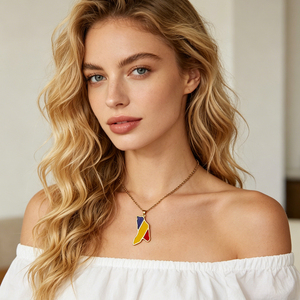 Collar con Cadena de Eslabones y Mapa de la República de Moldavia Chapado en Oro de 18K, Collar con Colgante de <span class=keywords><strong>Bandera</strong></span> Moldovana de Acero Inoxidable Esmaltado - Product Image 5