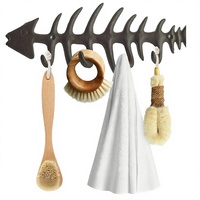 Comfify Porte-manteau mural en fonte, finition miroir, style rustique antique, motif arêtes de poisson, 4 crochets, vis