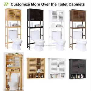 Armoire de rangement autoportante à 3 niveaux au-dessus des toilettes Étagère de rangement en bambou pour toilettes de salle de bains - Product Image 4