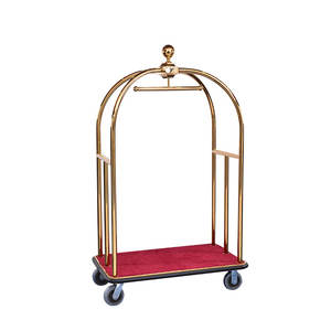 Edelstahl-Gepäckwagen für Luxushotels, Goldener Hotel-Bellboy-Trolley - Product Image 4