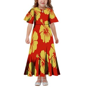Nuovo stile hawaiano colletto a goccia Design per bambine abito lungo per bambini taglia in abiti da donna svasati vestiti per ragazze per bambini - Product Image 3