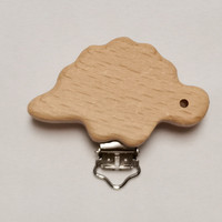 Attache-sucette pour bébé en bois de hêtre écologique, motif animal de dessin animé, avec chaîne anti-perte