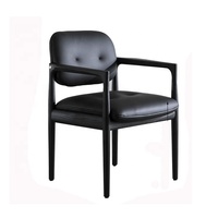 Fauteuils modernes pour restaurant et maison, très demandés, avec structure en bois massif noir et coussin en cuir, pour salle à manger