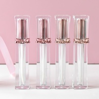 Tubes de brillant à lèvres de luxe en cristal, forme de gemme facetée, conteneur vide avec capuchon doré et applicateur pinceau