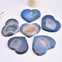 Prix de gros Kindfull Pierre de guérison en agate Druzy noire polie, forme cœur, taille unique, tendance mode, pour la puissance