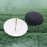 Nouveau 23 pouces couleur unie manche en bois barre droite parapluie 24-os résistant au vent manuel Double cadeau Logo impression