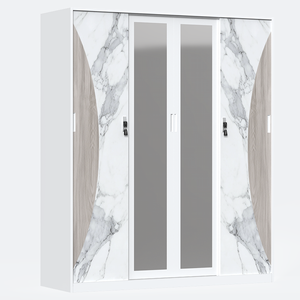 ตู้เสื้อผ้าเหล็กพิมพ์ลายหรูหราทันสมัยพร้อมประตูบานเลื่อนสำหรับบ้านโรงแรมห้องรับประทานอาหารห้องนั่งเล่นยิมโรงพยาบาลโรงเรียนห้างสรรพสินค้าใช้ - Product Image 4