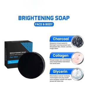 Jabón Facial y Corporal Aclarante de Carbón Vegetal para Hombres con Colágeno y Glicerina para el Cuidado de la Piel - Product Image 1
