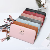 Dompet wanita, dompet kupu-kupu gaya Korea modis multifungsi Slot Multi kartu portabel kapasitas besar ritsleting tunggal