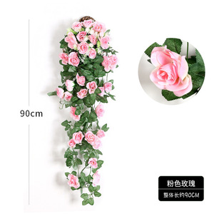 Fleurs artificielles murales Gardenia Rose 90cm en soie pour décoration de mariage et de maison - Product Image 3