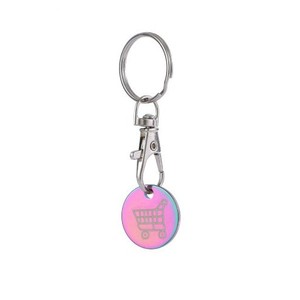 Porte-clés porte-jeton de chariot de supermarché en acier inoxydable léger avec logo personnalisé - Product Image 3