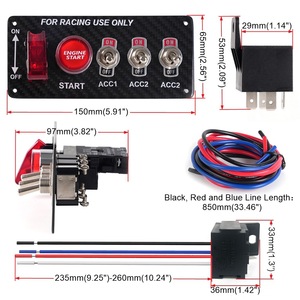 Panneau de commande combiné en fibre de carbone 12V avec démarrage du moteur et commandes ACC pour usage en course - Product Image 1