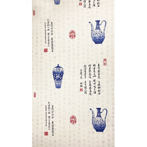 Nouveau papier peint de style chinois 3D, calligraphie poétique, sceau antique, salon de thé, salle de thé, salle d'étude, papier peint de fond de style chinois - Product Image 3