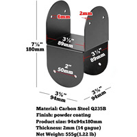 Connecteur de tige d'ancrage en acier au carbone Benchmark Base, support de fixation à capuchon noir, robuste pour structure en bois extérieure, finition émaillée au four
