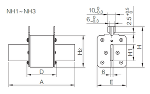ฐานฟิวส์ NH1 สำหรับฟิวส์แบบหลอมได้ 250VDC 100A/125A/160A/200A/250A/300A/350A/400A - Product Image 5