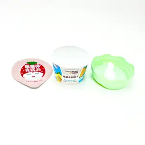 뜨거운 판매 맞춤형 로고 요구르트 디저트 젤리 컵 알루미늄 호일 뚜껑이있는 냉동 Pp 요구르트 컵