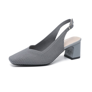 Nouvelles sandales d'été à talons hauts pour femmes, escarpins simples à <span class=keywords><strong>bout</strong></span> <span class=keywords><strong>ouvert</strong></span>, talons carrés confortables, chaussures à bride arrière à boucle, Evergreen - Product Image 4