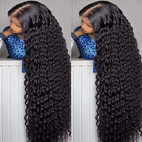 Perruques en cheveux humains vierges indiens bruts, pré-épilées, avec dentelle transparente, style afro bouclé crépu, nœuds blanchis, perruque frontale en dentelle HD