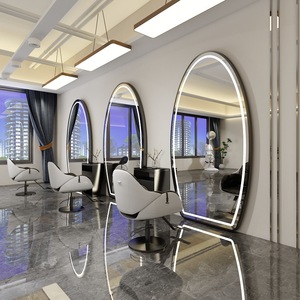 Espejo Ovalado de Una Cara con Luz, Portátil, Duradero, de Metal Moderno de Alta Gama, para <span class=keywords><strong>Peluquería</strong></span> <span class=keywords><strong>y</strong></span> Salón de Belleza - Product Image 3