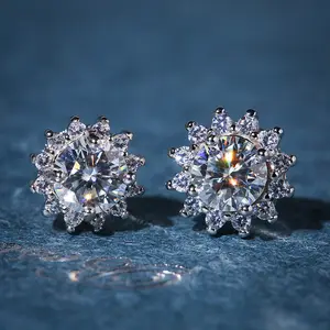 SC Popular Luxury S925 Sterling Silver Earrings Korean Zircon Moissanite Earrings Creative Shiny Star Stud Earrings for Girls