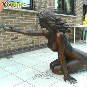 Escultura de tamaño real para mujer, escultura femenina de bronce desnudo, decoración artística de jardín - Product Image 4