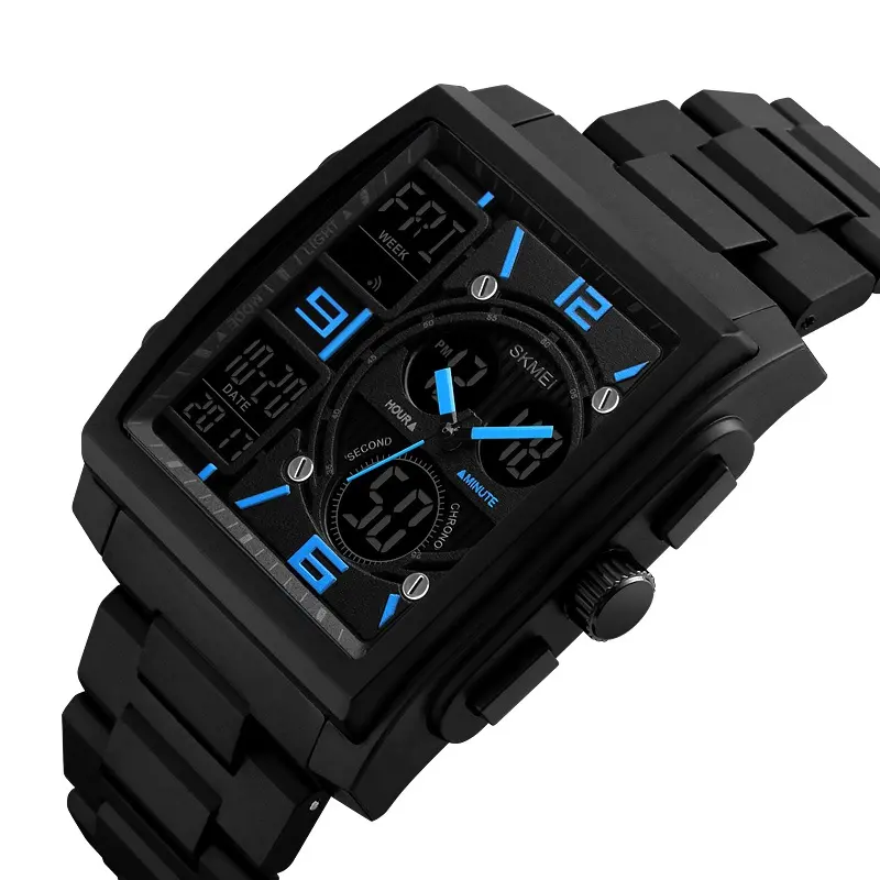 Skemei 1274 relógio de marca própria, relógio de plástico analógico digital para homens esporte