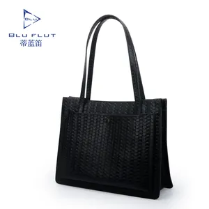 Fashion genuine leather corn shape stylish women tote bags black leather ladies handbag