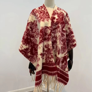 Écharpe en soie polyester imprimée géométrique 2025, grande étole en acrylique pour femme, décoration d'hiver - Product Image 1