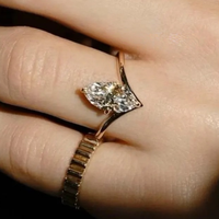 Bague de fiançailles en or massif 10K/14K/18K avec diamant de laboratoire taille marquise en forme de V de 1 carat, certifié IGI, couleur DEF, CVD/HPHT