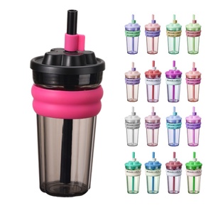 Botella de Agua Reutilizable de Plástico Libre de BPA, Vaso de Plástico con Pajita, Precio de Fábrica - Product Image 1