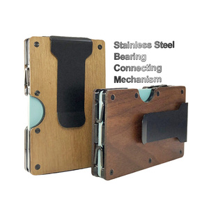 Commercio all'ingrosso in legno portafoglio minimalista per gli uomini fermasoldi in alluminio metallo portafoglio accessori da viaggio <span class=keywords><strong>porta</strong></span> carte di credito con fermasoldi - Product Image 6