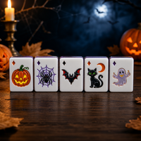 Nouvelles tuiles de mahjong en acrylique sur le thème d'Halloween, avec paillettes violettes, fantômes, citrouilles, crânes, mahjong créatif pour jeu de table de fête