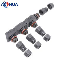 Connecteurs étanches AOHUA de type 2 broches 10A 2, 3, 4 voies IP68 pour faisceau de câbles de distribution et répartiteur d'alimentation LED PA66