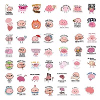 Paquete de 50 Pegatinas Decorativas de PVC Impermeables con Diseño de Cerebro, Coloridas y Lindas, para Vasos, Botellas, Cuadernos, Equipaje, Laptops, Patinetas