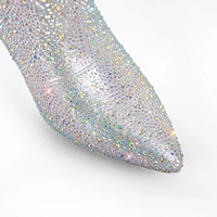 Bottes brillantes en cristal et strass pour femmes, chaussures à talons compensés de styliste, chaussures personnalisées, prix du fabricant