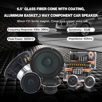 Kit de haut-parleurs de voiture Hi-Fi 3 voies 6,5 pouces optimisé pour amplificateur DSP, modification sonore professionnelle, alternative aux haut-parleurs de milieu de gamme 6,5 pouces d'origine.