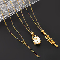 Collier flammé européen américain de haute qualité Pendentif à chaîne ajustable avec poche en filet tissé transfrontalier en acier inoxydable Or unique