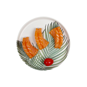 Platos de <span class=keywords><strong>cena</strong></span> impresos de diseño, patrón de hoja verde creativo, placa de cargador de decoración de boda de melamina para <span class=keywords><strong>restaurante</strong></span> - Product Image 4