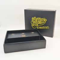 Boîte en papier personnalisée pour churros en gros avec compartiment à sauce, recyclable, pour gâteaux, crêpes, biscuits, desserts