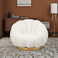 Fauteuil pivotant minimaliste de luxe léger, durable, pour salon et chambre, avec base métallique et revêtement en tissu doux
