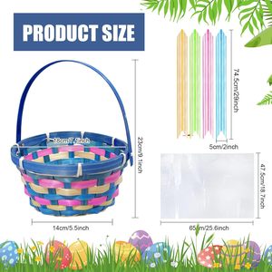 Panier <span class=keywords><strong>de</strong></span> rangement en bambou tissé en gros pour Noël et Pâques, petits et grands paniers cadeaux colorés pour les œufs, les <span class=keywords><strong>fruits</strong></span>, les bonbons, les gâteaux - Product Image 3