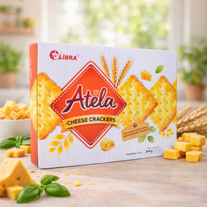 LIBRA Atela Cheese Crackers Premium Organic Baked Crunchy Snack Delicious Cheese Taste <b>Sweet</b> and Salty <b>Box</b> 204g - Product Image 1