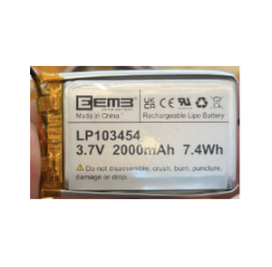 Lithium battery 3.7V 2000mAh 7.4Wh - Product Image 1