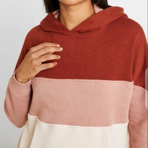 Heavyweight 100% Fleece Oversized Pullover Hoodie para mujer Casual Rayas Patrón Invierno Adultos Tallas grandes Sudadera con capucha - Product Image 5