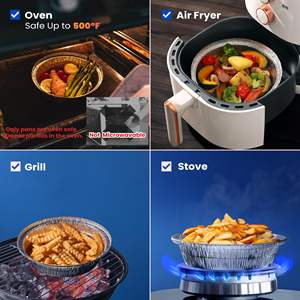 Barquette <span class=keywords><strong>jetable</strong></span> en PP et <span class=keywords><strong>aluminium</strong></span> recyclable de 9 pouces pour pain, gâteaux, pâtisseries, moule à tarte, <span class=keywords><strong>plat</strong></span> à pizza rond pour <span class=keywords><strong>four</strong></span> - Product Image 4