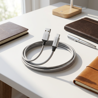 Cable USB 2.0 a Tipo-C de Alta Calidad con Revestimiento de TPE Trenzado de Nailon Reversible, Carga Rápida de 3A para Teléfono Móvil, Cámara y Computadora