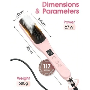 Brosse lissante à vapeur portable, températures réglables, peigne chauffant, brosse lissante RUCHA - Product Image 3