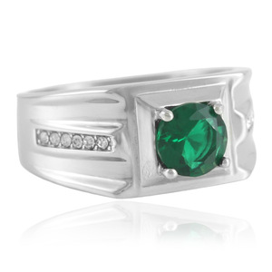 Anillo Geométrico con Esmeralda en Engaste de Garra, Joyería de Moda para Mujer, Uso Diario - Product Image 1