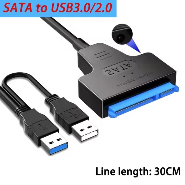 USB3.0/2.0 To SATA Hard Drive Adapter Cable for 2.5/3.5 Inch External HDD SSD Hard Drive Dual USB Adapter with DC Power Supply