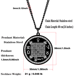 Talisman Carré magique de Vénus Sceau de Vénus Amulette puissante Cadeau original Esotérisme Pendentif en acier inoxydable découpé au laser Collier - Product Image 5